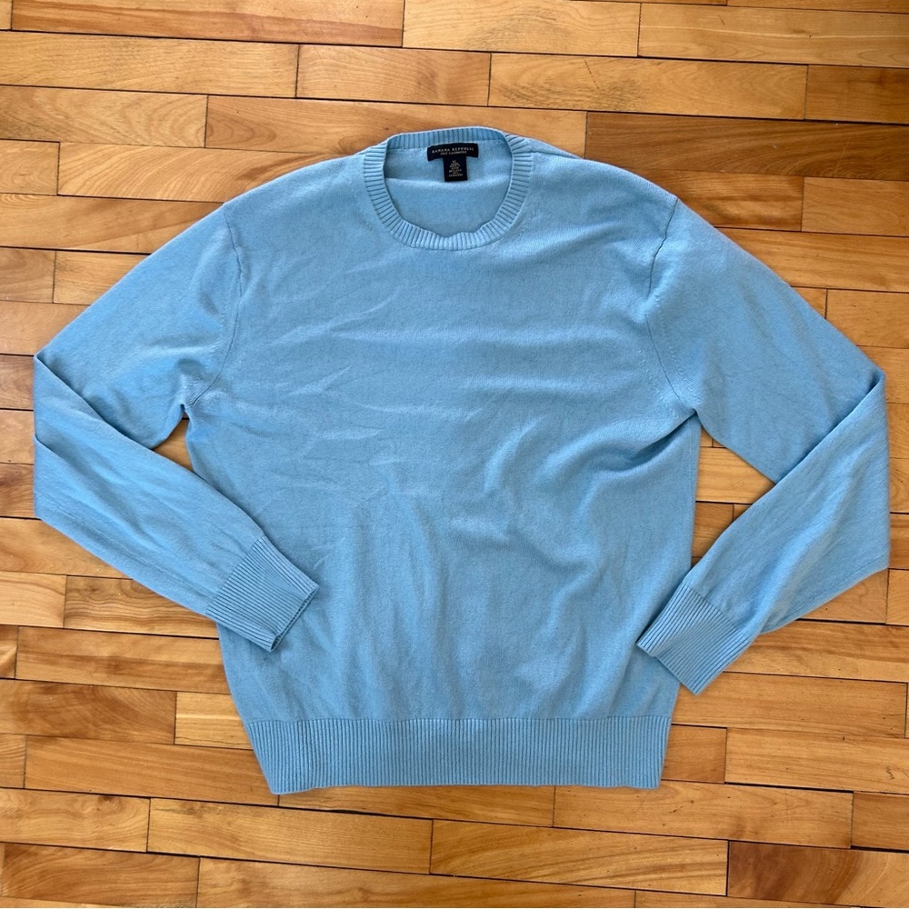 Banana Republic Sweater Blue Men’s TSITP silk cashmere blend crew neck XL - Picture 2 of 9